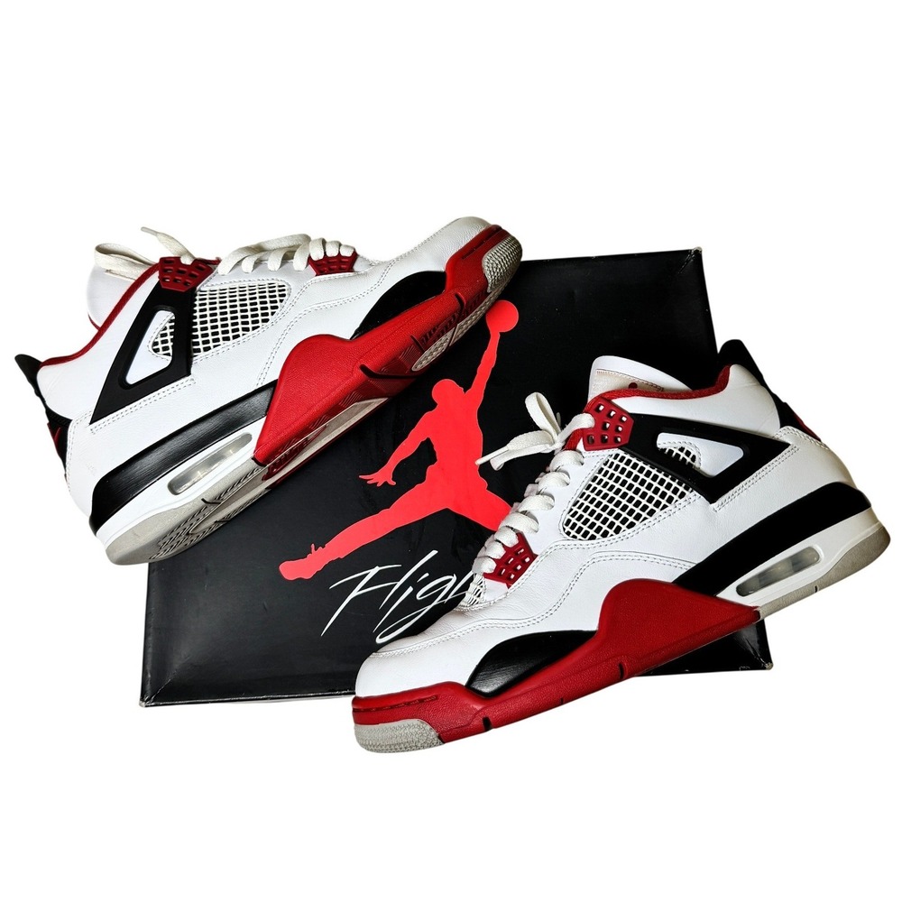 Nike Air Jordan 4 Retro Fire Red 2020 White Black Mens Sneakers DC7770-160 US 10